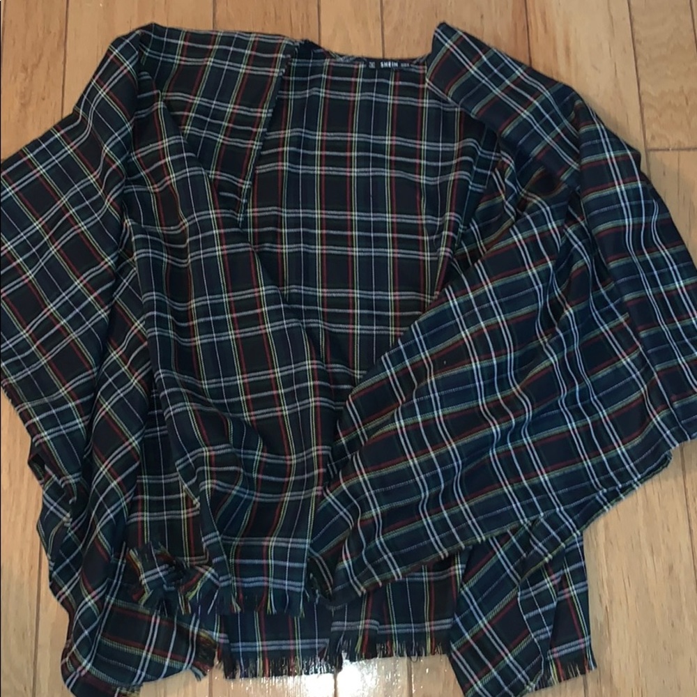 Plaid poncho